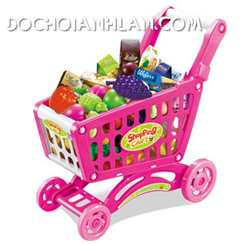 xe đẩy siêu thị gồm trái cây cho bé