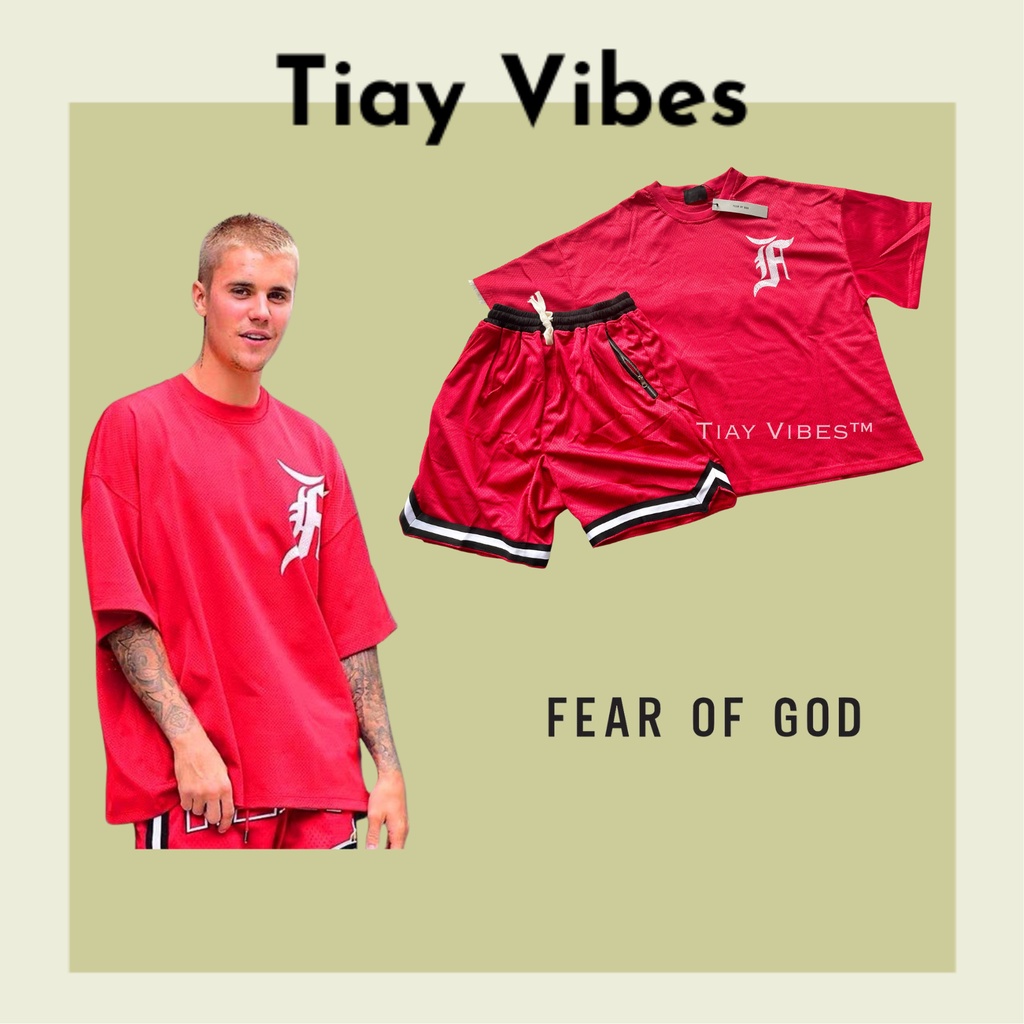 Set Mesh Fear Of God 7th Collection, set quần và áo Fear Of God Đỏ- TiayVibes