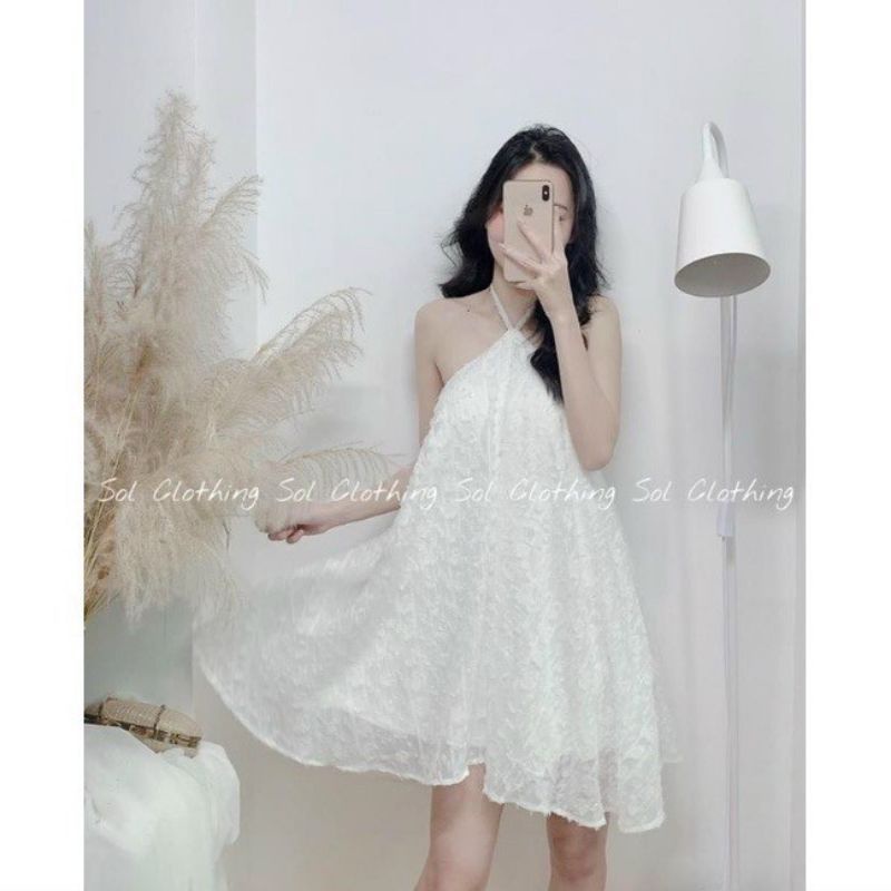 Váy cổ yếm lông vũ xịn mịn ( kèm ảnh thật) alohashop91