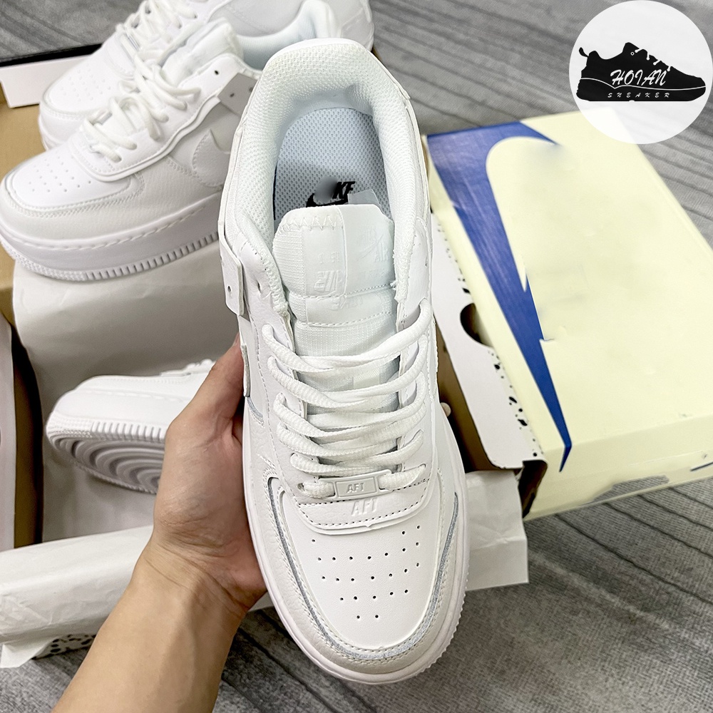 Giày Air Force 1 Shadow Triple White 1:1 Nam Nữ - Giày Sneaker AF1 Cổ Thấp Màu Trắng