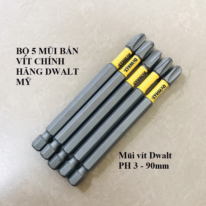 Bộ 5 Mũi Vít DeWalt Có Từ Ph3 Nhập Mỹ