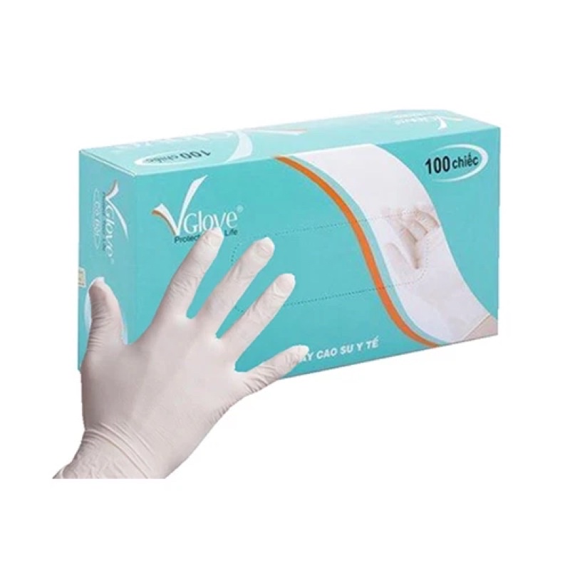 Hộp 100 chiếc găng tay y tế có bột Latex VGlove