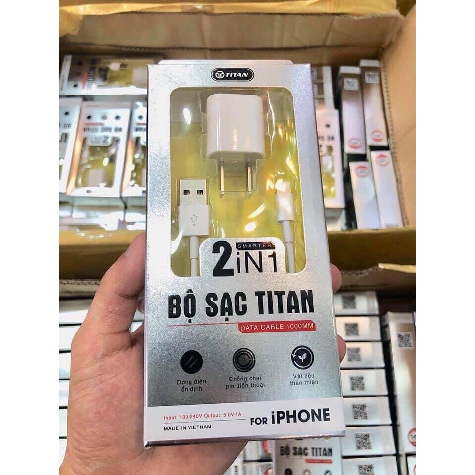 BỘ SẠC CÁP IPHONE TITAN - HÀNG CHÍNH HÃNG BẢO HÀNH 1 NĂM