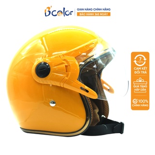 Mũ Bảo Hiểm 3/4 Màu Vàng Cam Có Kính Chắn Gió Cao Cấp Chính Hãng B'color