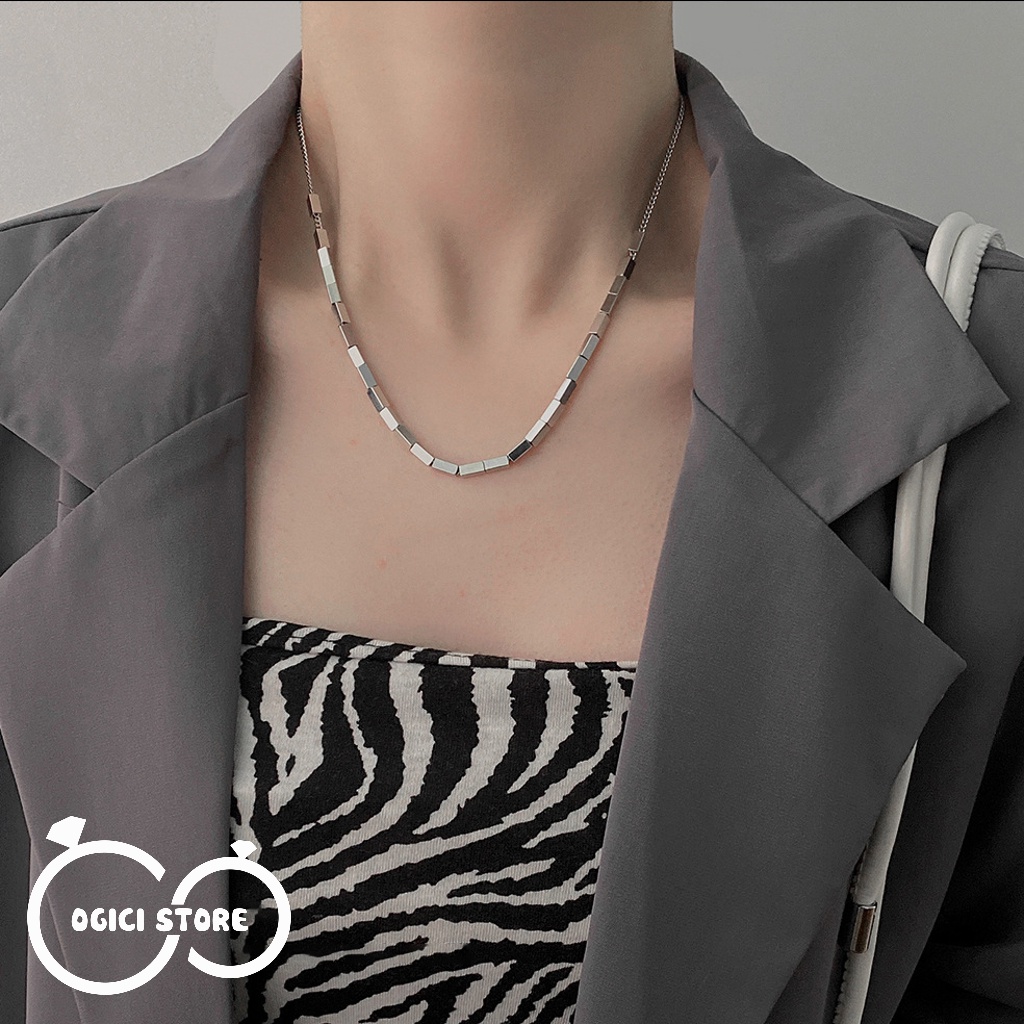 Dây chuyền nam nữ thời trang, Vòng cổ chuỗi hộp vuông phong cách Hàn Quốc, Cá tính, Unisex