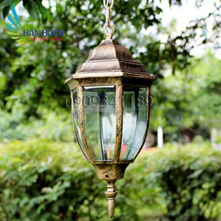 Đèn thả ngoài trời,đèn thả ban công màu đồng giả cổ - kèm bóng