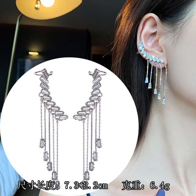 Bông Tai Dài Tua Rua Thời Trang Mới Không Cần Xỏ Lỗ Cho Nữ