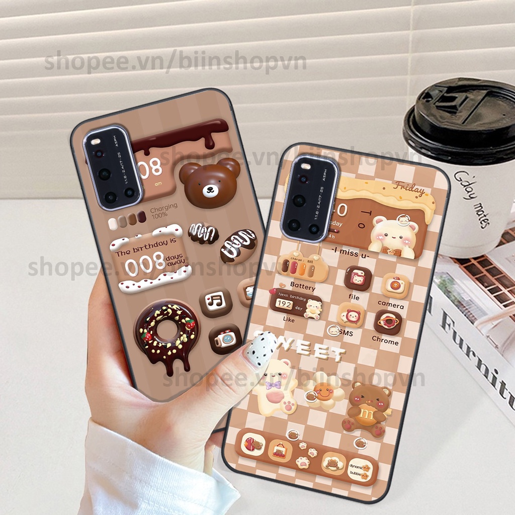 Ốp Vivo V19 in hình gấu chocolate kẹo ngọt siêu đẹp siêu xinh