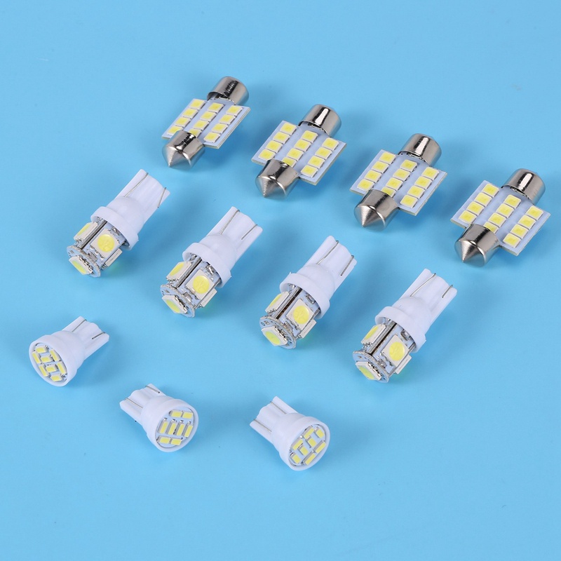 Set 11 Bóng Đèn LED Ánh Sáng Trắng T10 &amp; 31mm Đa Dụng Chất Lượng Cao Dành Cho Ô Tô