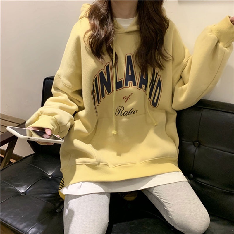 Áo Hoodies Có Nón Dài Tay Thiết Kế Mới Thời Trang Theo Phong Cách Hàn Quốc Dành Cho Nữ