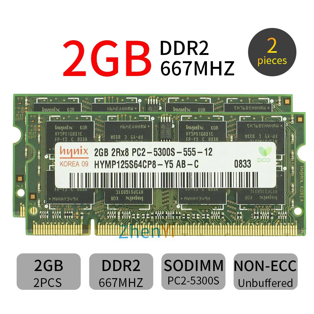 Bộ 2 Bộ Nhớ 2gb Pc2-5300S Ddr2 667mhz 200pin Sodimm Cho Laptop Notebook Ram Ad22