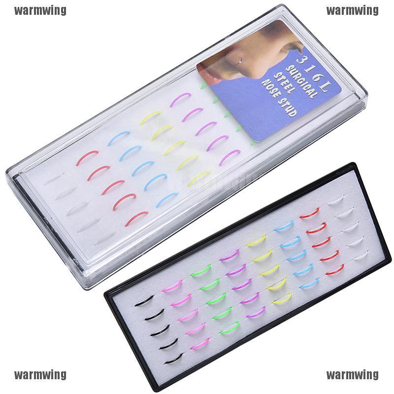 Bán Buôn 1 Hộp 40 Chiếc Khuyên Mũi Acrylic Nhiều Hình Dạng