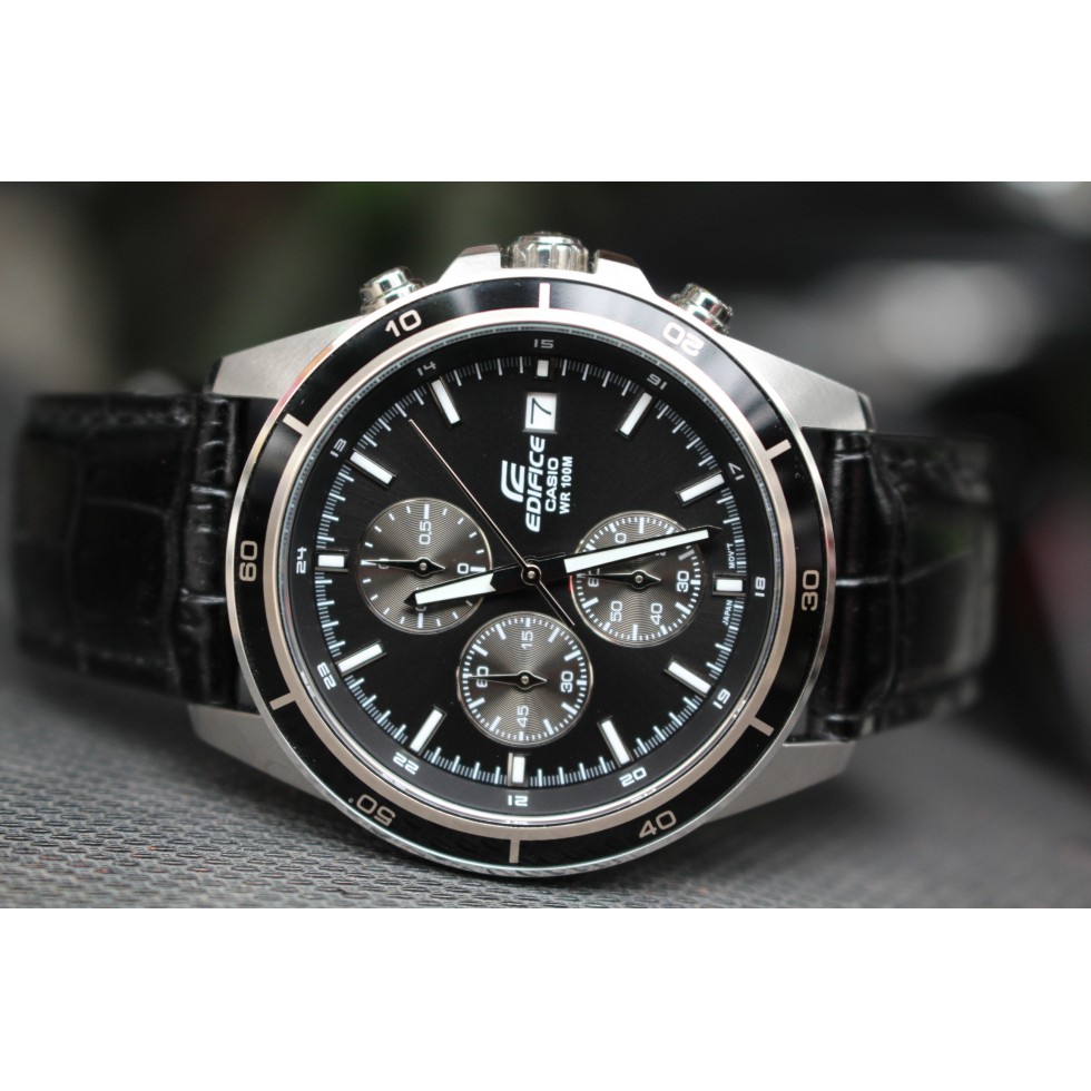 Đồng hồ nam CASIO EDIFICE EFR-526L-1AVUDF – NAM – chống nước độ sâu 100m - MẶT ĐEN H