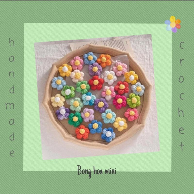 Móc khóa/ pin cài hoa len mini làm bằng len