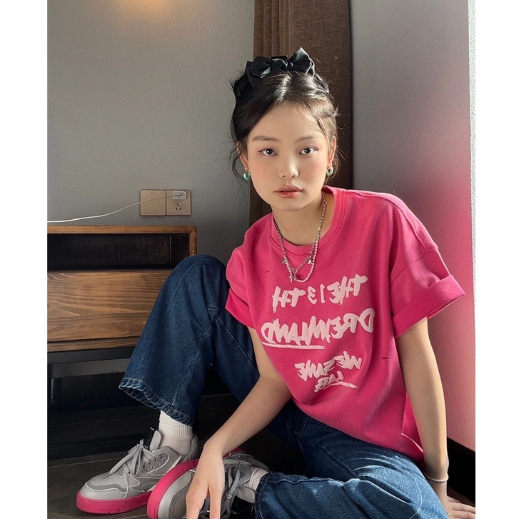 Áo Thun Tay Ngắn Cổ Tròn In Chữ Thời Trang Dành Cho Nữ