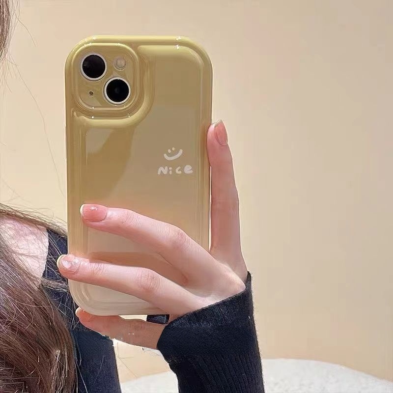 Ốp Điện Thoại Đệm Khí Hình Mặt Cười Màu Xanh Matcha Cho iphone 12 13 11 Pro Max X Xs Max Xr