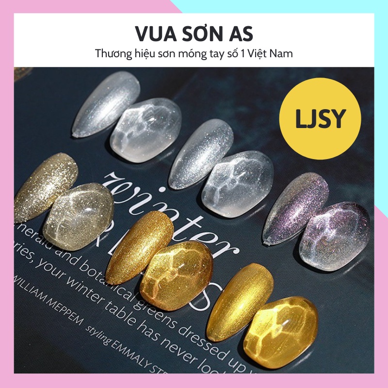 Sơn móng tay gel nhũ AS tone bạch kim trắng vàng ánh kim phụ kiện nail giá rẻ VUA SƠN AS mã LJSY 15ml