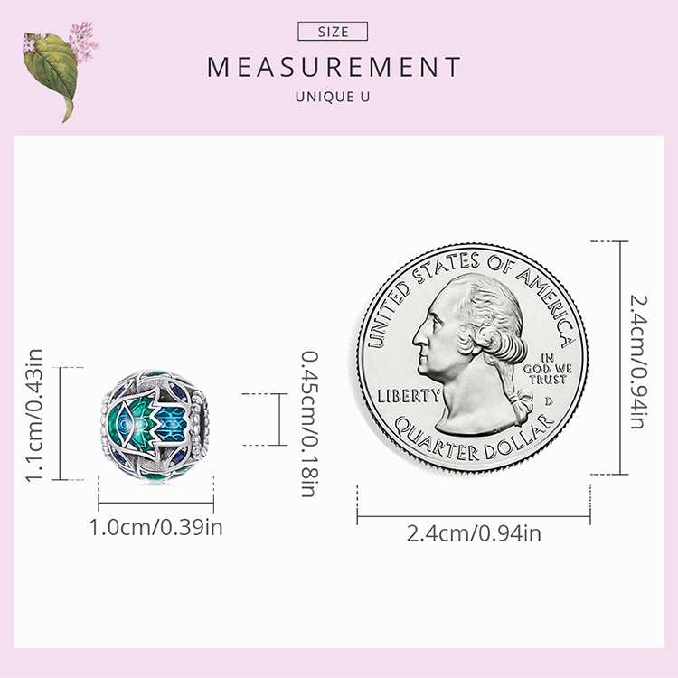 Mặt đồ trang sức BAMOER BSC565  bạc 925 hình bàn tay may mắn