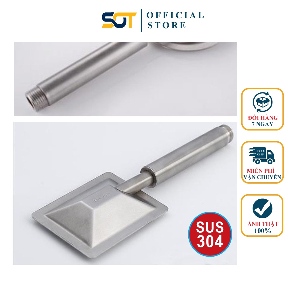 Bộ sen tắm Inox, sen tắm cầm tay INOX 304 mặt vuông nước nóng lạnh TS02