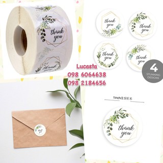 Tem/sticker dán tròn in chữ “thank you”