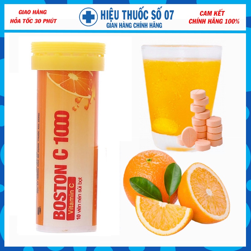 Boston C 1000 viên sủi bổ sung vitamin c 1000mg ngăn ngừa thiếu vitamin C, tăng đề kháng