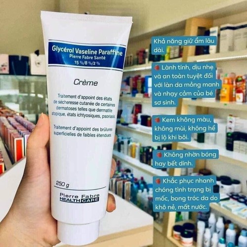 Kem dưỡng da chống nẻ pháp Dexeryl glycerol Vaseline Paraffine Creme 250g Giúp da luôn mịn màng không nứt nẻ