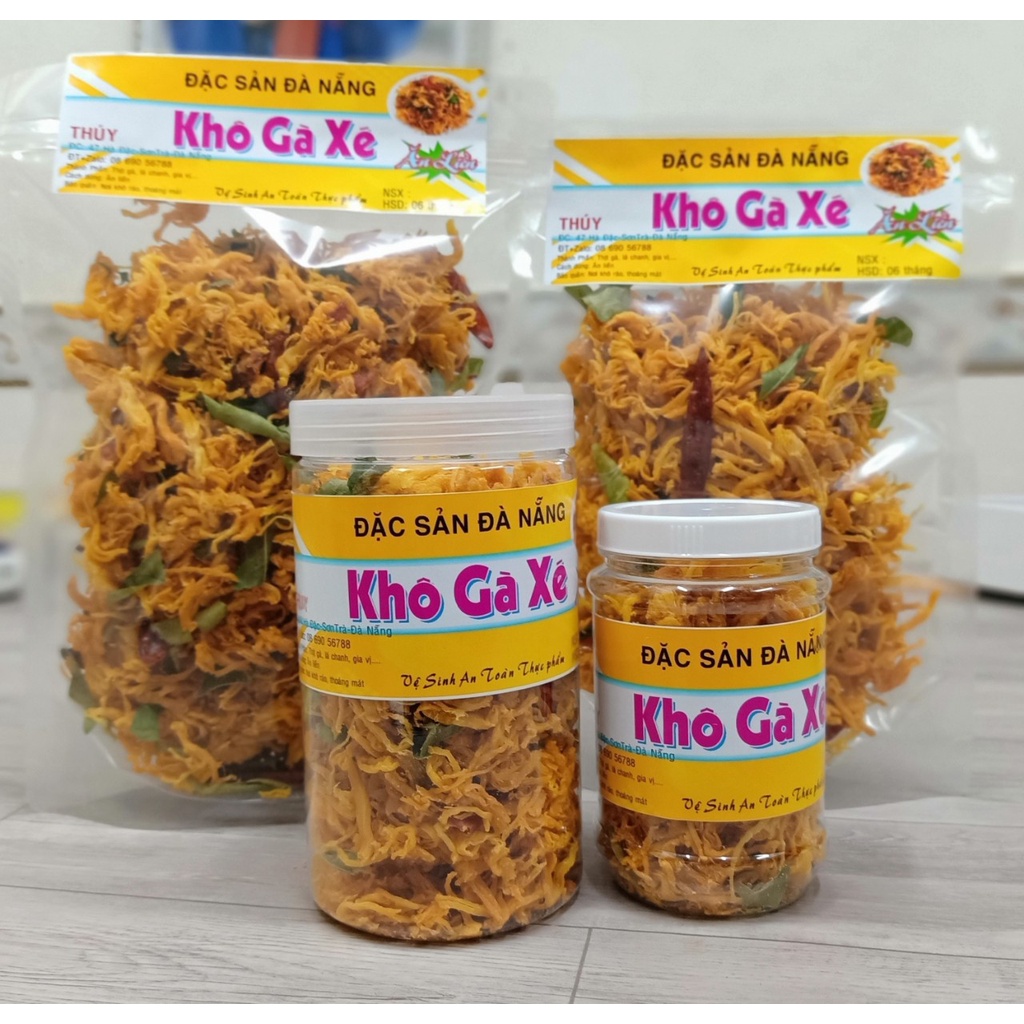 Khô gà xé lá chanh thơm ngon cao cấp chuẩn vị nhà làm túi 300gr và 500gr