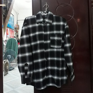 Áo sơ mi flannel caro xám