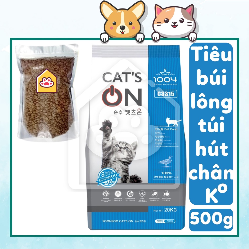 Thức ăn mèo Cat's On chống búi lông giảm mùi phân túi 500g - Bivido