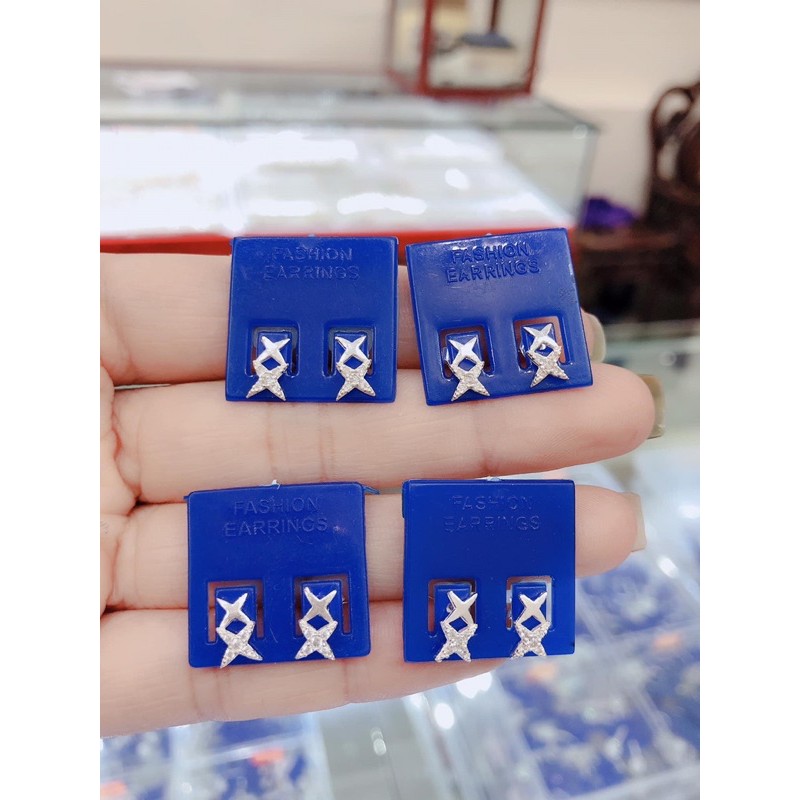 Bông tai nữ sao đôi đính đá chuẩn bạc ta cá tính
