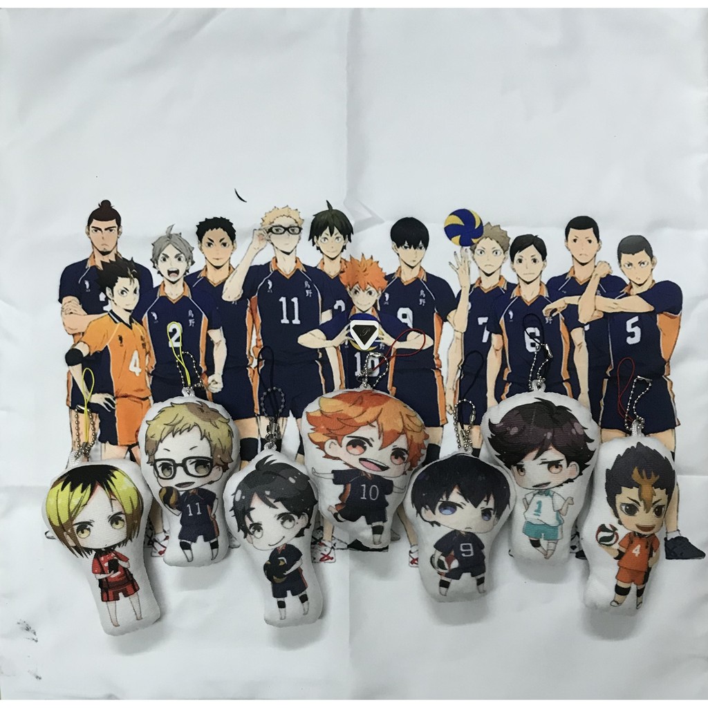OtakuTPstore Móc khoá búp bê nhồi bông anime hoạt hình Haikyuu Tokyo Revengers Naruto Kimetsu no Yaiba