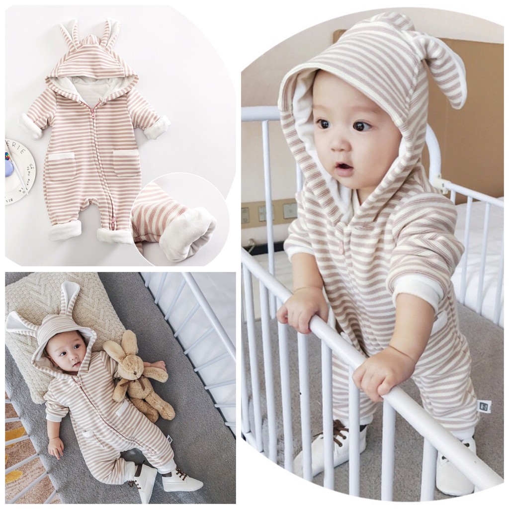 Bodysuit Tai Thỏ Kẻ Sọc Xinh Xắn | BigBuy360 - bigbuy360.vn