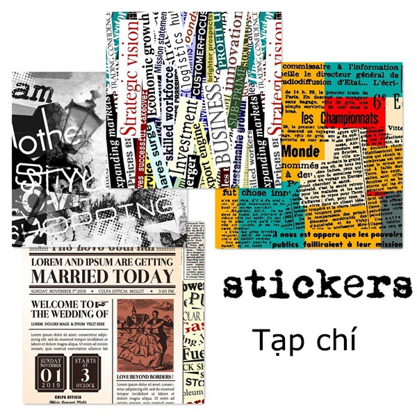 Bộ Sticker vintage background theo chủ đề