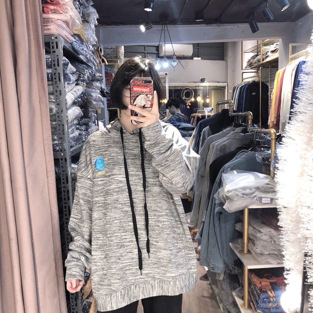 Áo hoodie thêu hình - ẢNH THẬT