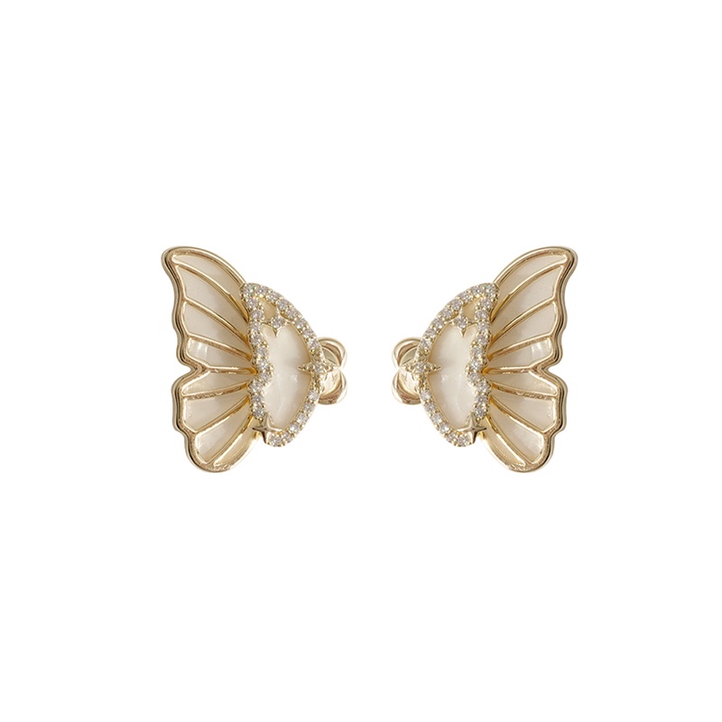 Bông Tai Hình Cánh Bướm Đính Đá Lấp Lánh Phong Cách vintage Hàn Quốc