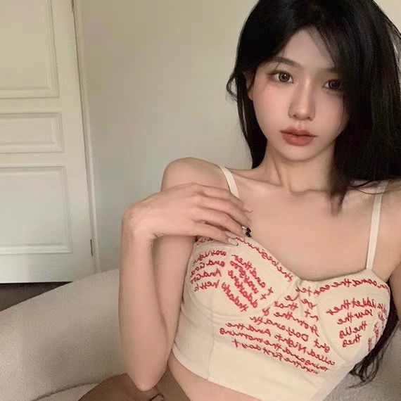 Áo Hai Dây Dáng Ngắn In Chữ Phong Cách Phương Tây Dễ Phối Đồ Thời Trang Mùa Hè Dành Cho Nữ