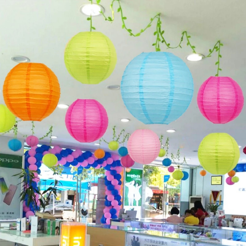 Lồng Đèn Giấy Hình Tròn 6 Inch Treo Trang Trí Lễ Hội Giáng Sinh Nhiều Màu Sắc Kiểu Trung Hoa