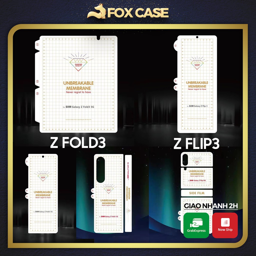 Dán màn hình PPF Samsung Z Fold3, Z Flip3, Z Fold 3, Z Flip 3 trong và nhám, có đủ các mặt trước sau - Fox Case