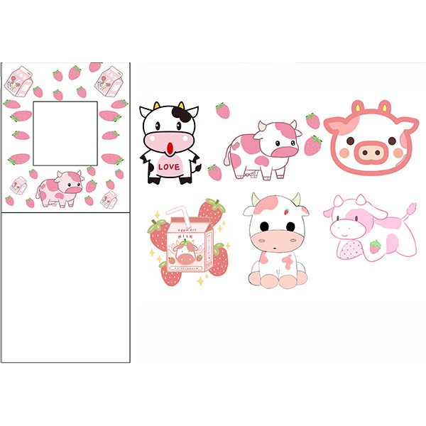 sticker bò sữa trâu vàng cắt rời size to SCI34 có bao giấy cute dễ thương bullet journal