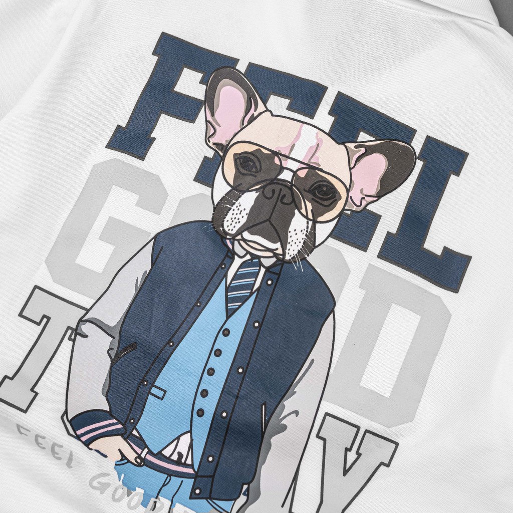Áo thun Polo nam cổ bẻ DODO hình Pug Dog vải Cotton Trắng P14-POLOMAN | BigBuy360 - bigbuy360.vn