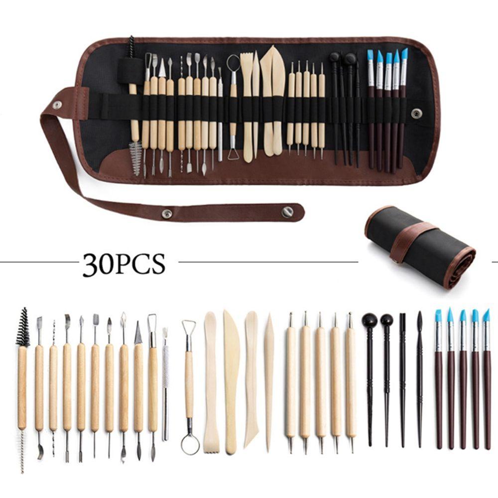 YOLA Bộ 30 Dụng Cụ Tạo Hình Đất Sét Polymer Kèm Túi Đựng