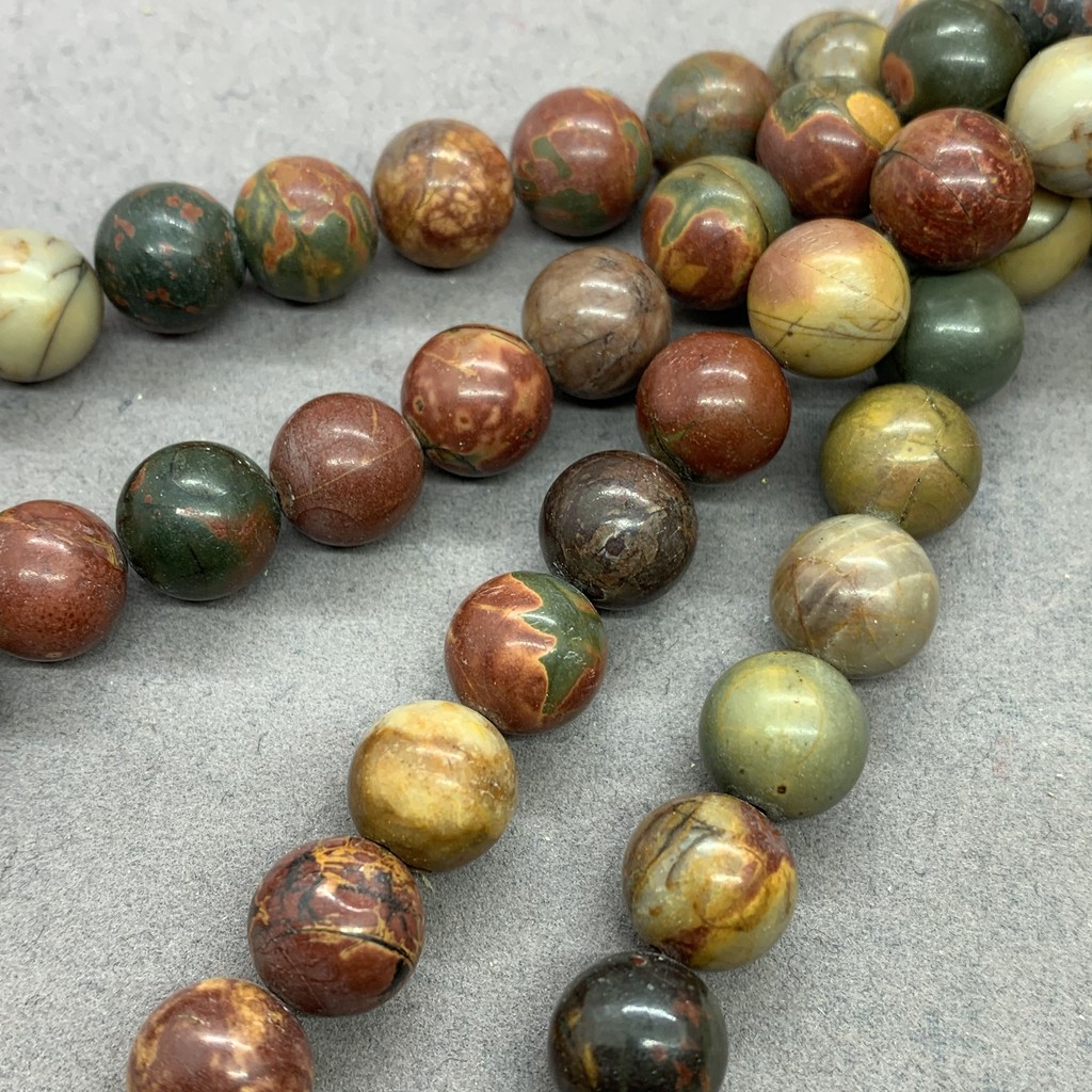 Chuỗi hạt ngọc jasper tự nhiên hình tròn xỏ lỗ 4-12mm dùng để làm dreamcatcher