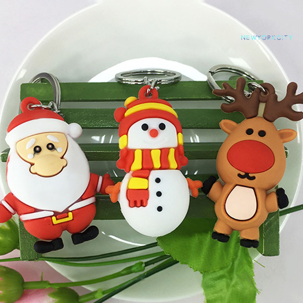 Móc Khóa Silicone PVC Hình Ông Già Noel Tuần Lộc Giáng Sinh