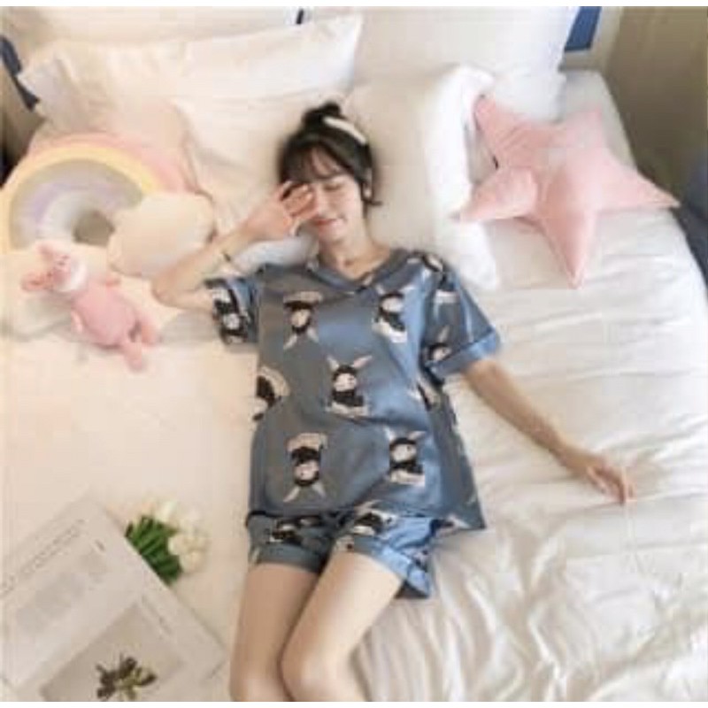 Bộ ngủ siêu đáng yêu,chất liệu lụa cực mát ạ