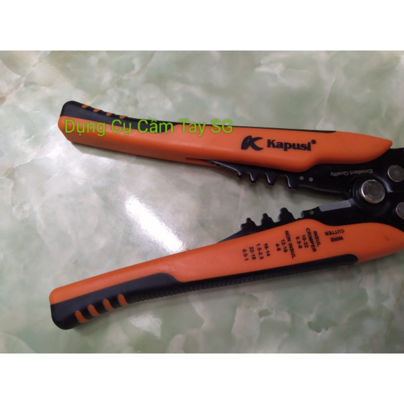 Kềm tuốt dây điện,dây cáp,bấm cos 0.2-6mm Kapusi cao cấp