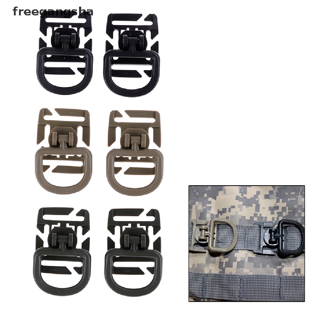 [FREG] 2pc Swivel D Ring Clip Webbing Clamp Tactical Backpack Attach Strap Hang Outdoor FDH