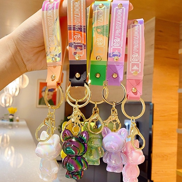 Móc khóa hình chú cún hoạt hình bằng acrylic nhiều màu sắc dễ thương