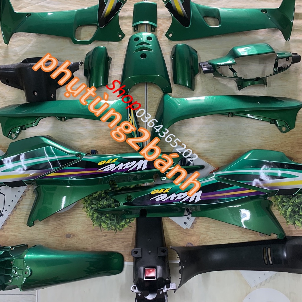 Bộ Dàn  áo xe Wave alpha 110 -Wave A cũ -Wave thái 1 bóng MÀU XANH KEN -nhựa ABS LỌA ĐẸP