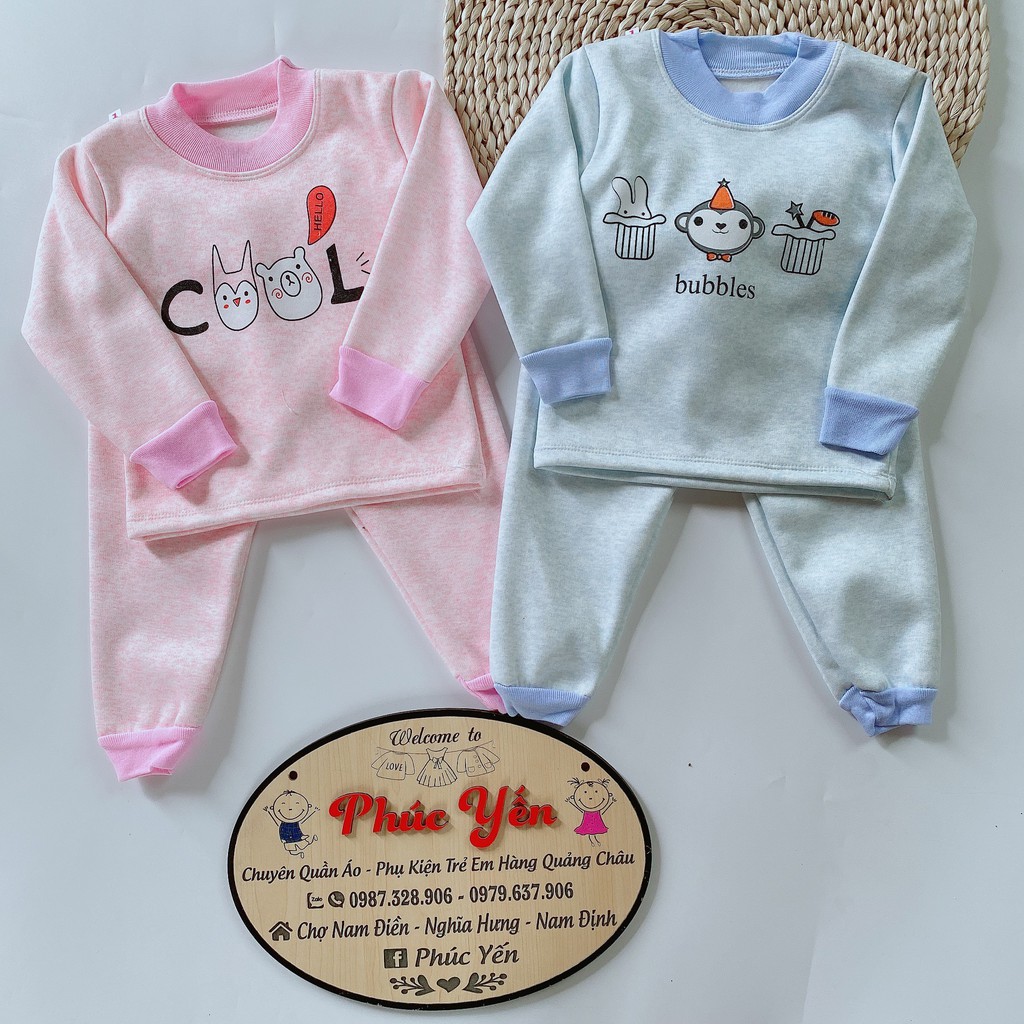 BỘ NỈ MÀU TRƠN CỔ CHUI CHO BÉ (7-16KG)