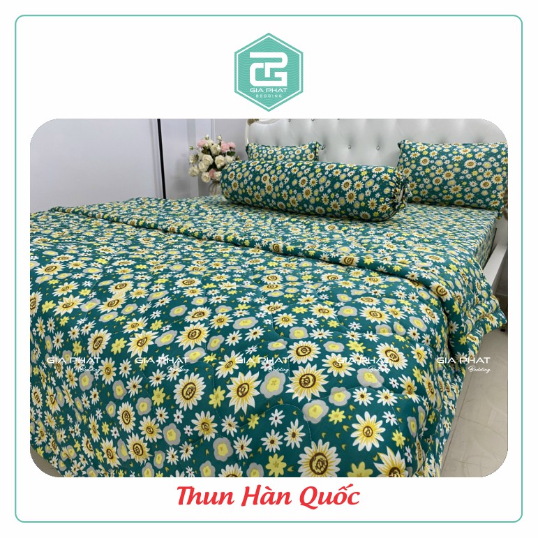 Bộ ga gối Thun Lạnh Hàn Quốc { 4 Món } họa tiết Bông Cúc ( 1 ga bọc + 2 vỏ gối nằm + 1 vỏ gối ôm ) | BigBuy360 - bigbuy360.vn